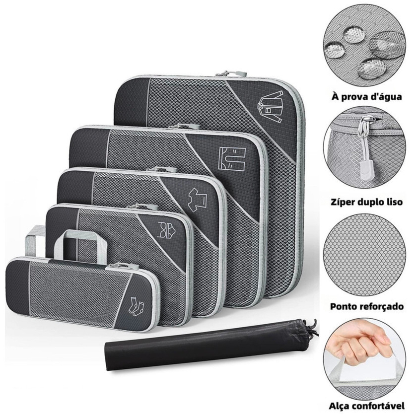 6x Cubos De Embalagem De Compressão Sacos De Armazenamento/Bolsas De Compressão Para Organizadores De Embalagens 3peças