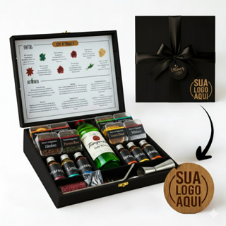 Kit Gin Box Especiarias Drink Completo - Maleta em Madeira. Presente Premium - PERSONALIZE COM NOME OU LOGO! em Oferta na Shopee