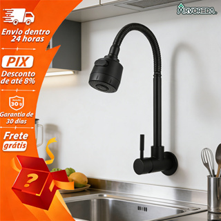 Inox Preto Torneira Com Chuveiro Com Rotação De 360° Cozinha Luxo Parede Promoção em Oferta na Shopee