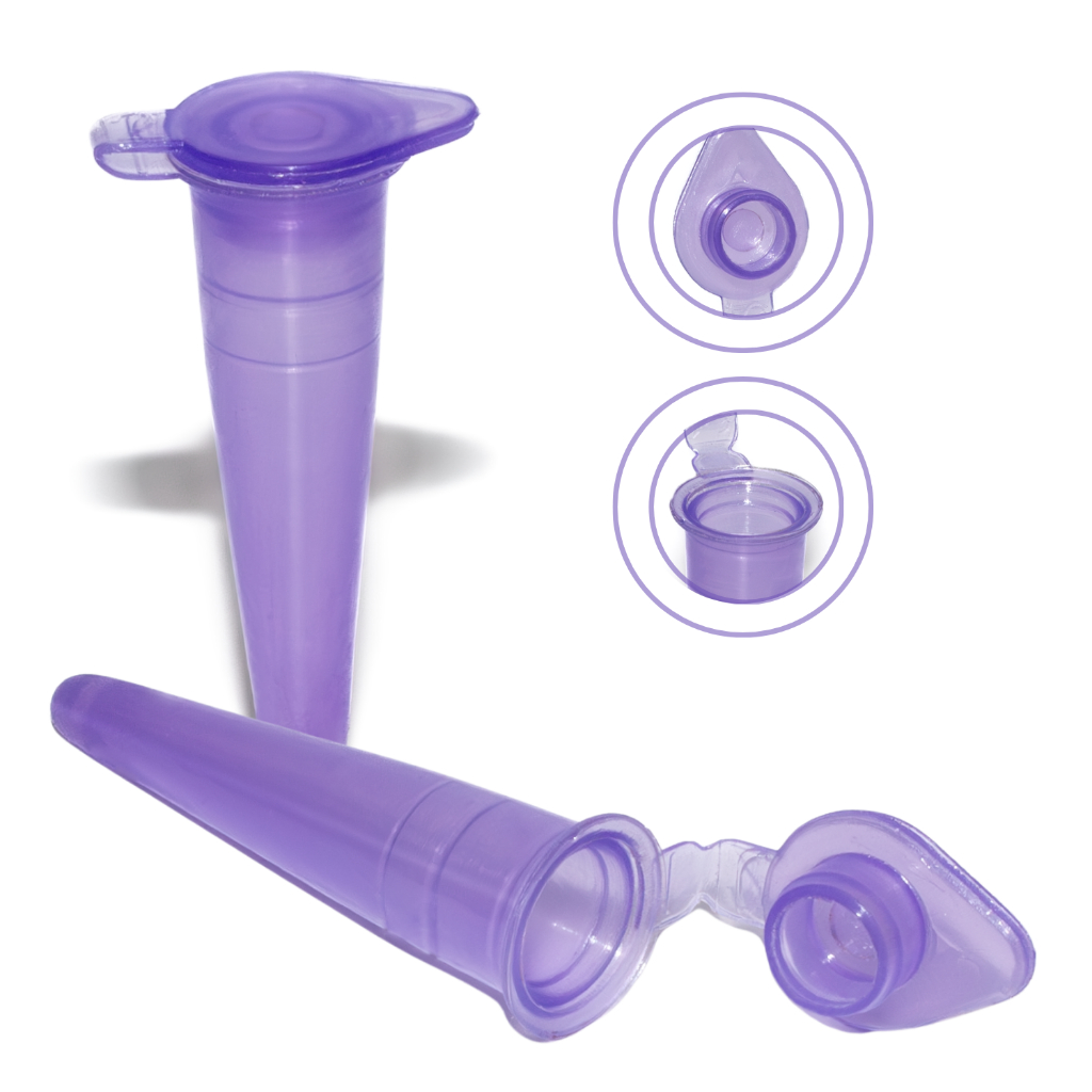 1000 Microtubo Cônico 0,38ml Interno 0,5ml Externo Lilás Capsula Para Laboratório