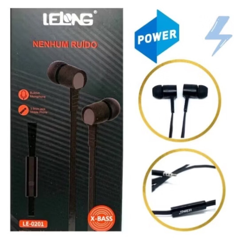 Fones De Ouvido Super Bass LELONG Com Fio 1.2M E Microfone Nenhum Ruído Entrada De Áudio 3.5mm P2/P2