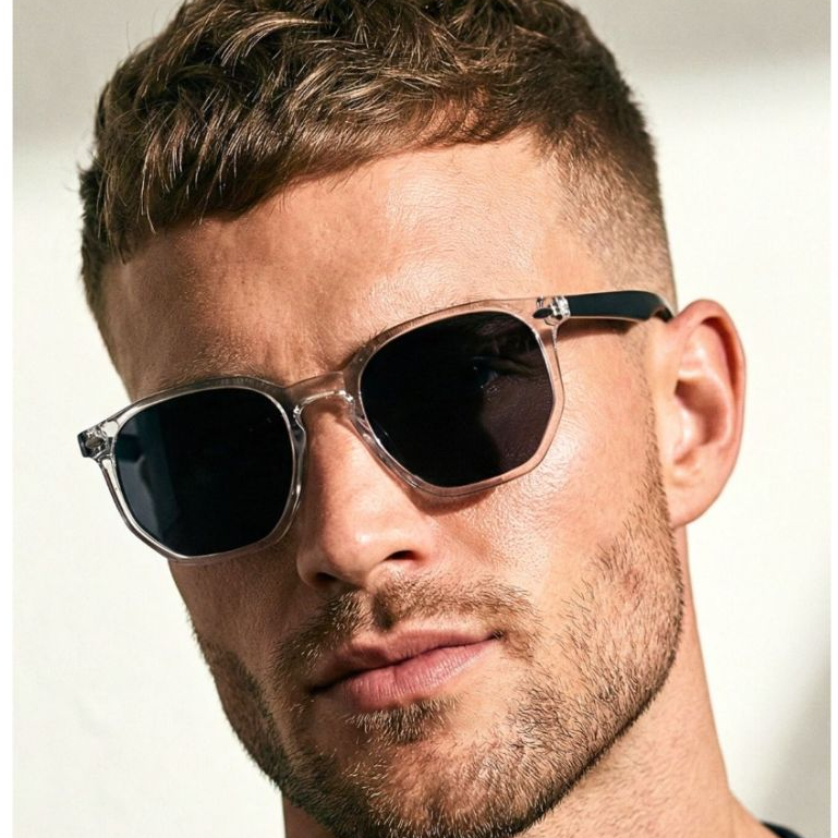 Óculos de Sol Tulum Cristal e Preto Hexagonal Ônix Vintage Retrô uv400 Feminino Masculino Premium