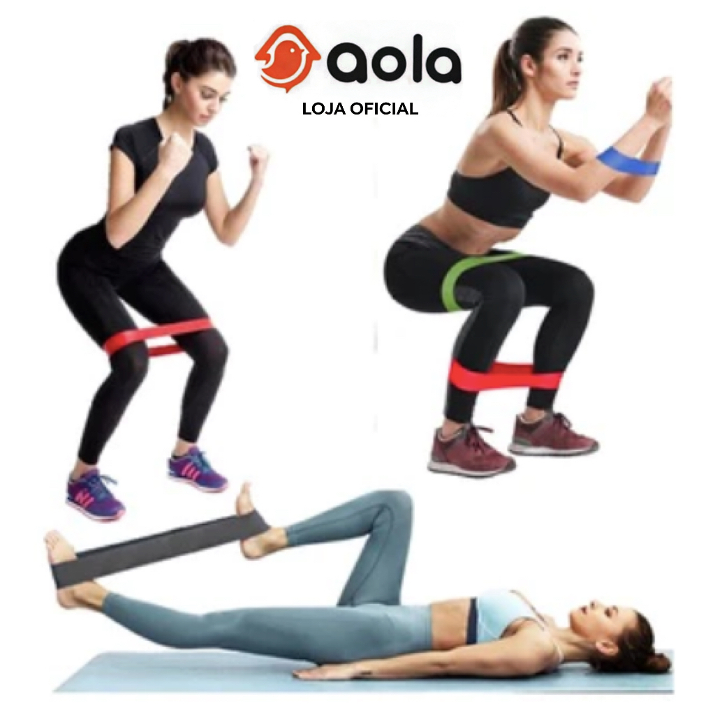Imagem Kit 5 Mini Bands Elásticas de Resistência | Treino em Casa, Academia e Pilates | Exercícios Fitness