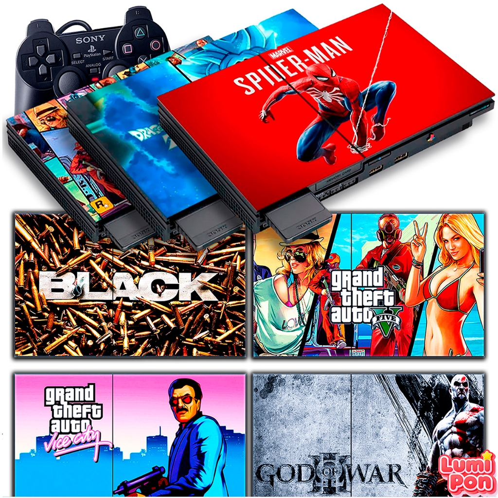 ✨Skin PS2 Adesivo Premium  Slim Série 70000 e 90000 Alto Brilho e Qualidade sem bolhas✨ em Oferta na Shopee