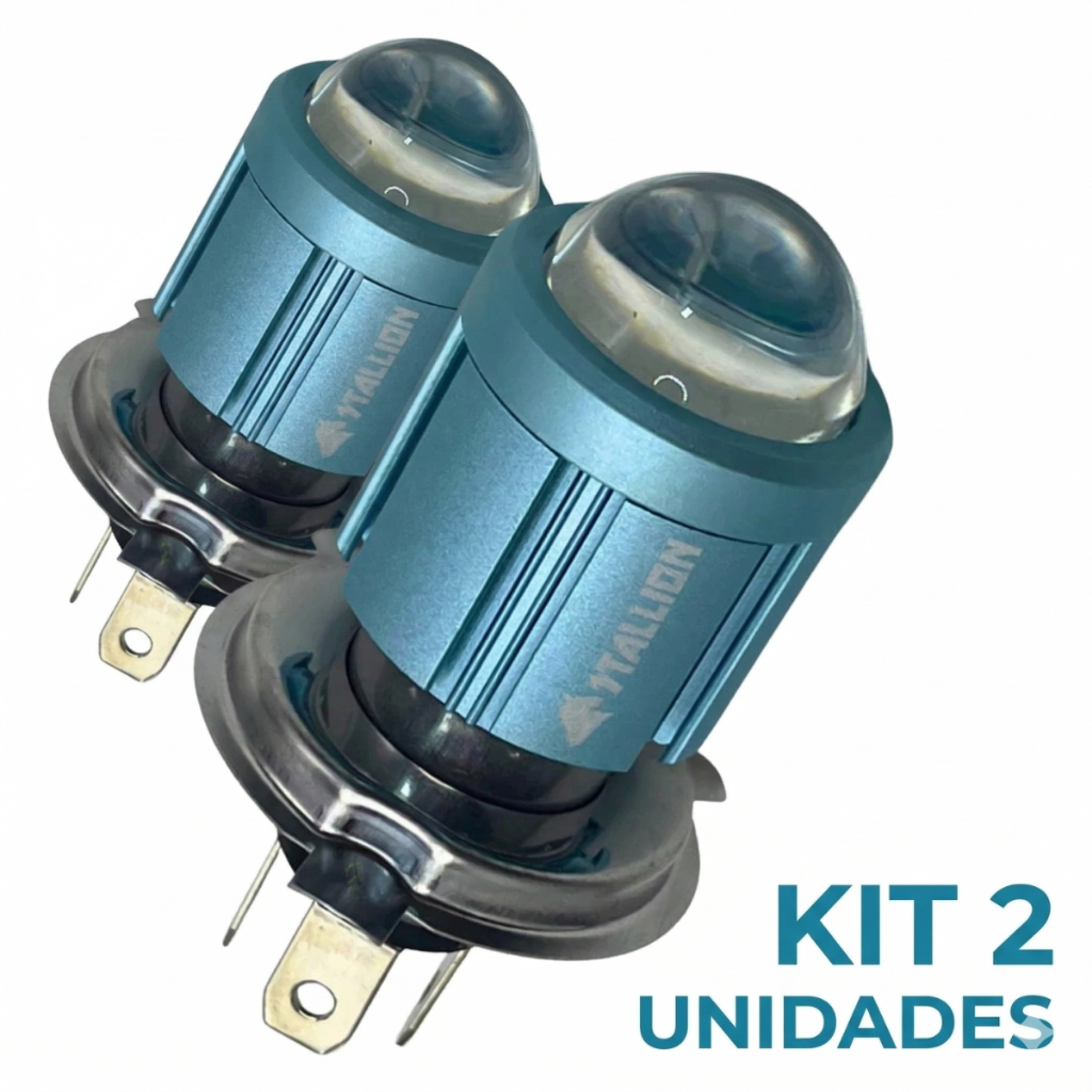 Kit 2 Lâmpada Farol Alto e Baixo de Led Carro 6500k Super Branca H4 St-G301 Bombillo Stallion