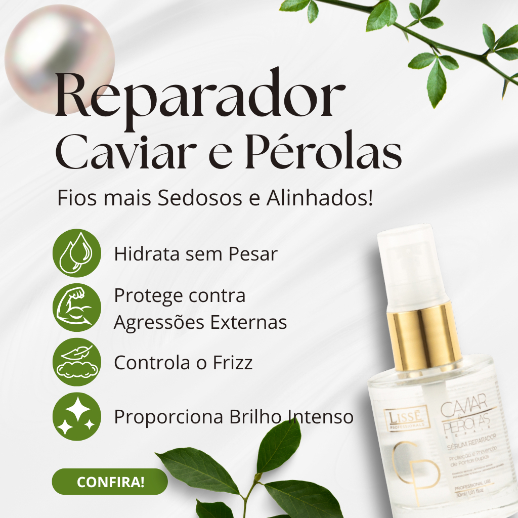 Detalhes do Lissé Reparador de Pontas Caviar e Pérolas Brilho Intenso e Anti-Frizz (30ml)