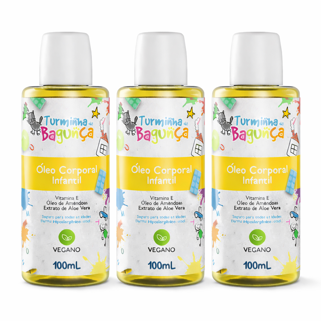 Kit 3 Óleos Corporais Infantil Turminha Da Bagunça 100ml