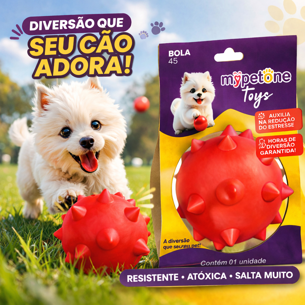 Bola Cravo Maciça Resistente para Cachorro - 45mm 55mm 65mm - Mypetone - Vermelho em Oferta na Shopee