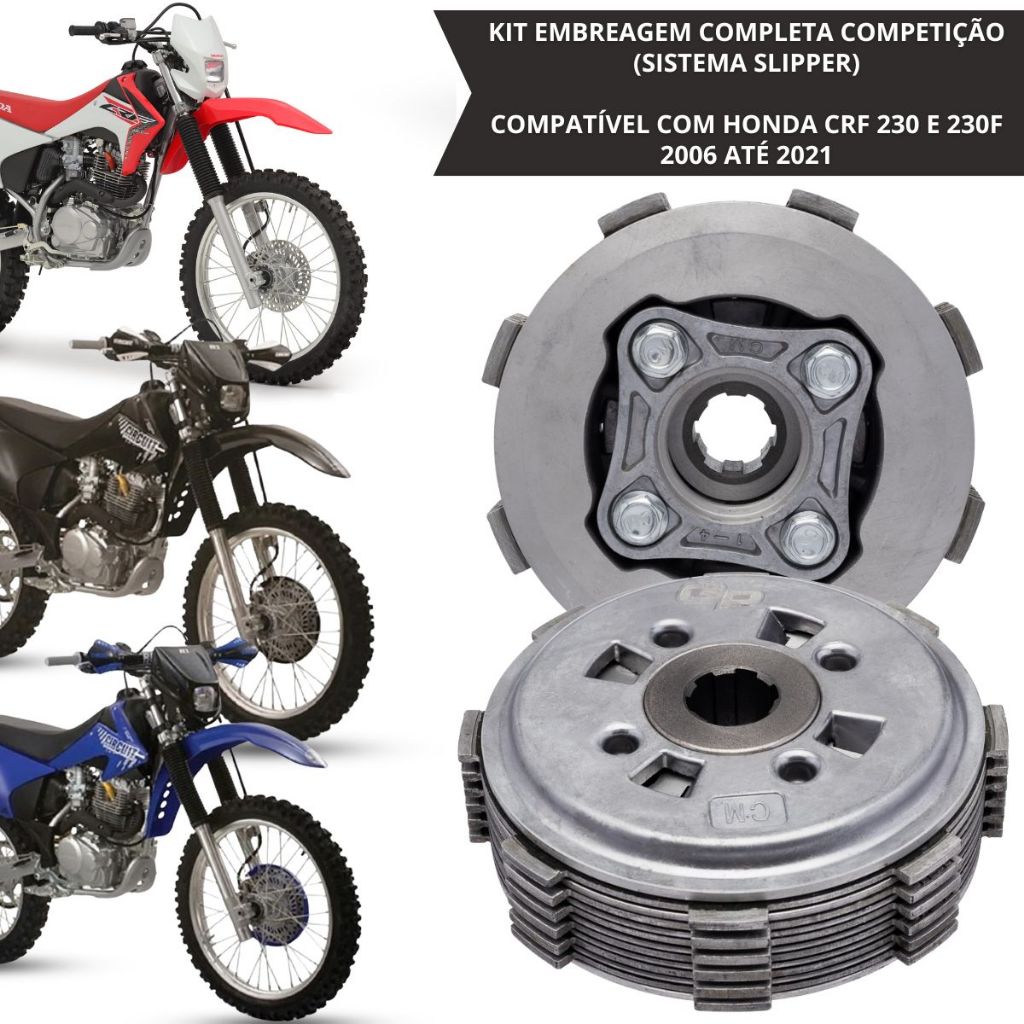 Embreagem CRF 230 e 230F 2006 a 2021 Completa GP7 Power Speed Sistema Slipper Alta Performance Moto Trilha Honda
