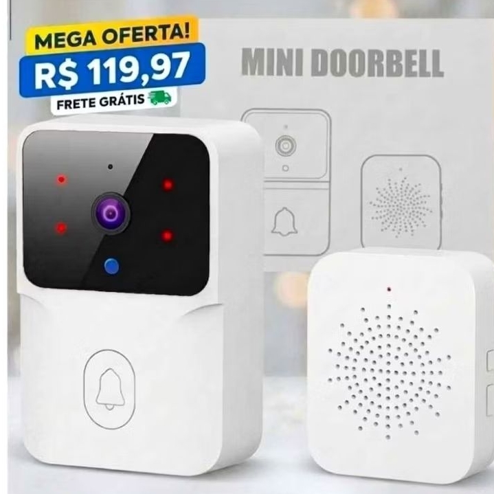 Campainha Inteligente Wi-fi Com Camera Vídeo Hd Visão Noturna Mini Doorbell T&Z X9