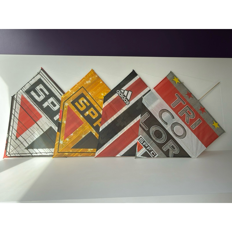 Kit Pipa SÃO PAULO 4 Unidades 72cm Grande com Rabiola + Linha 100 Jardas Completo Pronto Para Voar Futebol