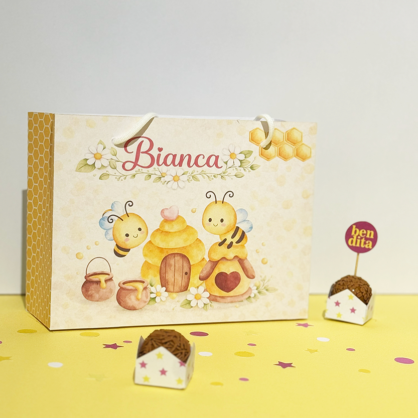 PEGUE E MONTE | Sacolinha Abelha Abelhinha | Lembrancinha Caixinha Personalizada Personalizado