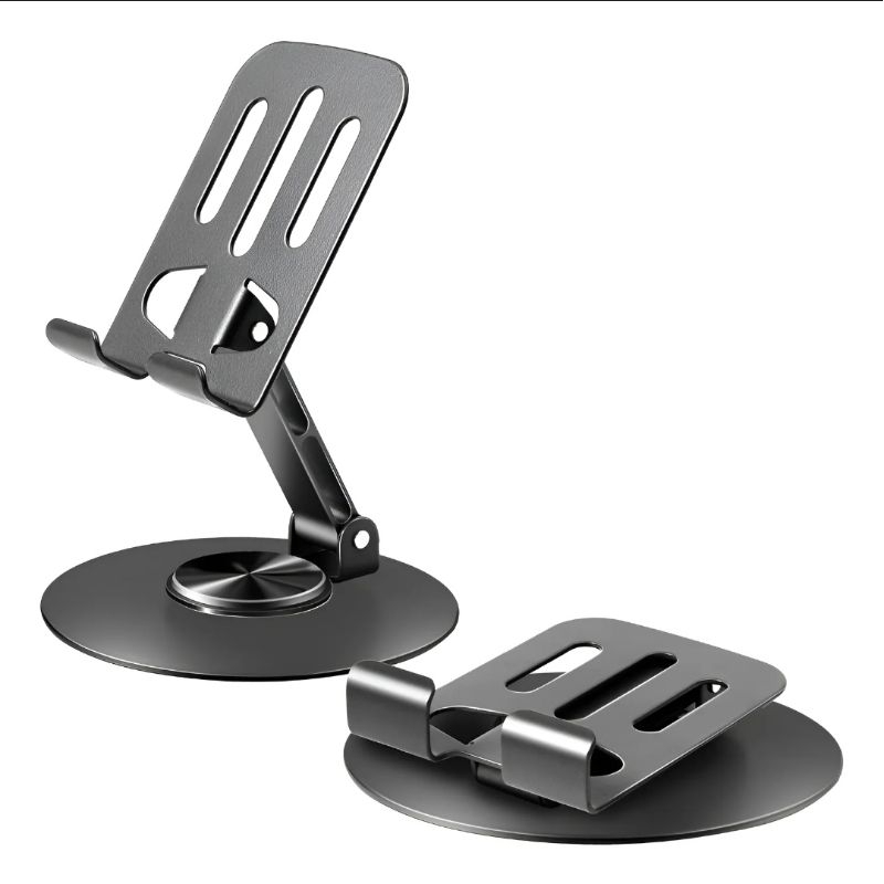 Suporte Para Celular Alumínio de Mesa Base Rotatória Ajustável 360o Para Smartphones e Tablets -V8