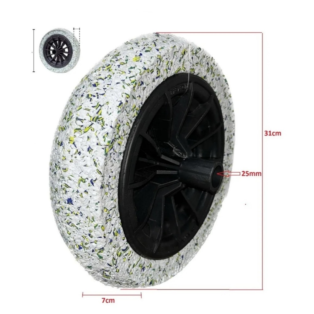 Roda Carrinho De Mão Não Fura 8” Paraboni Pneu Maciço Borracha Expandida