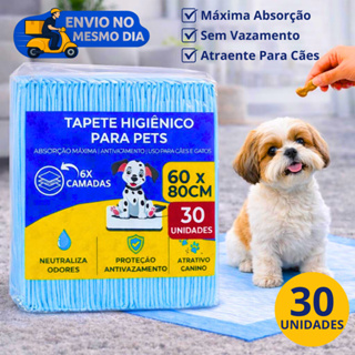 Tapete Higiênico Pet 80x60 30 Unidades Para Cães Absorvente Anti Vazamento Anti Odor Xixi Cachorro em Oferta na Shopee