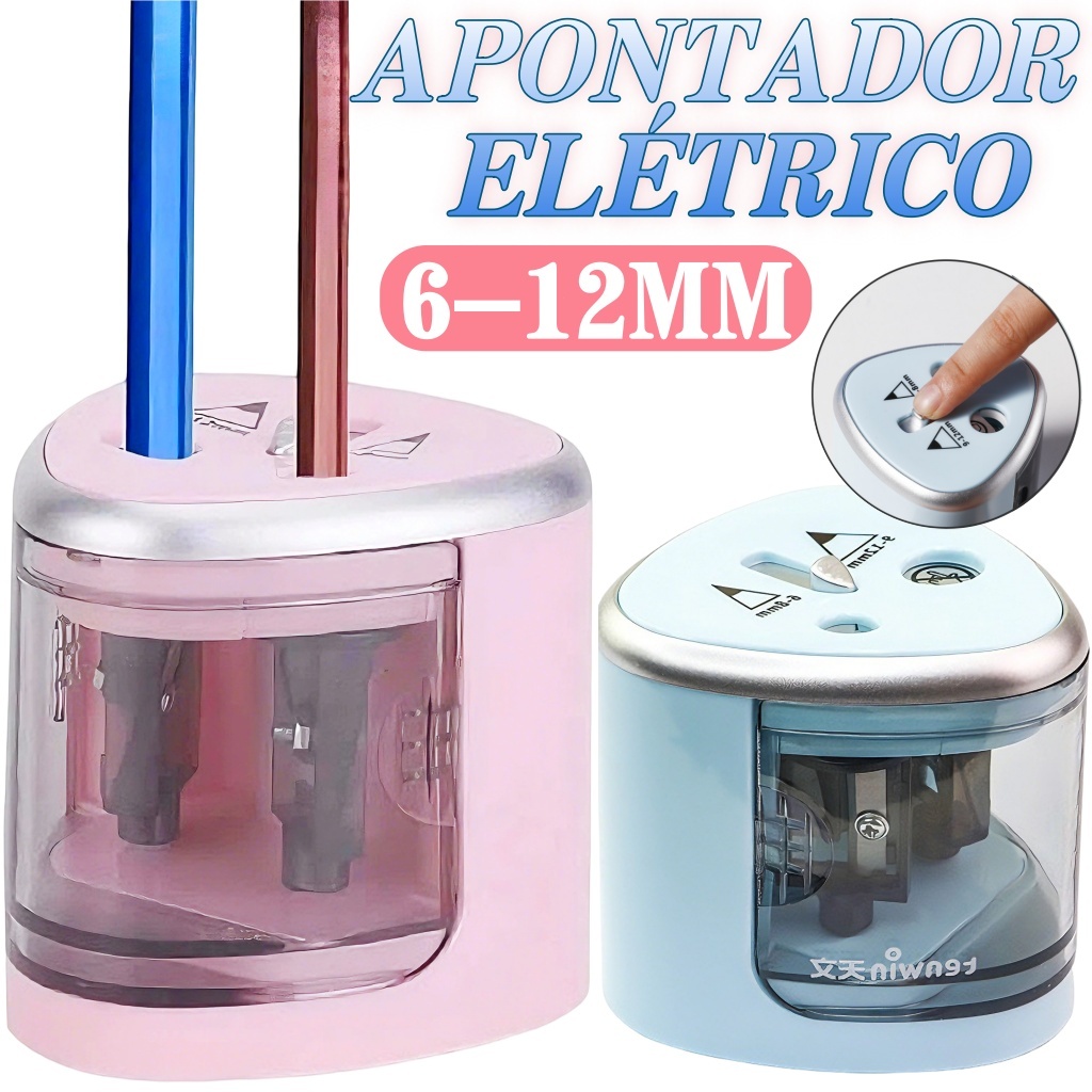 Apontador Elétrico Bateria para Automático 6-12mm Multi-Funcional Operado Duplo Para Estudantes em Oferta na Shopee