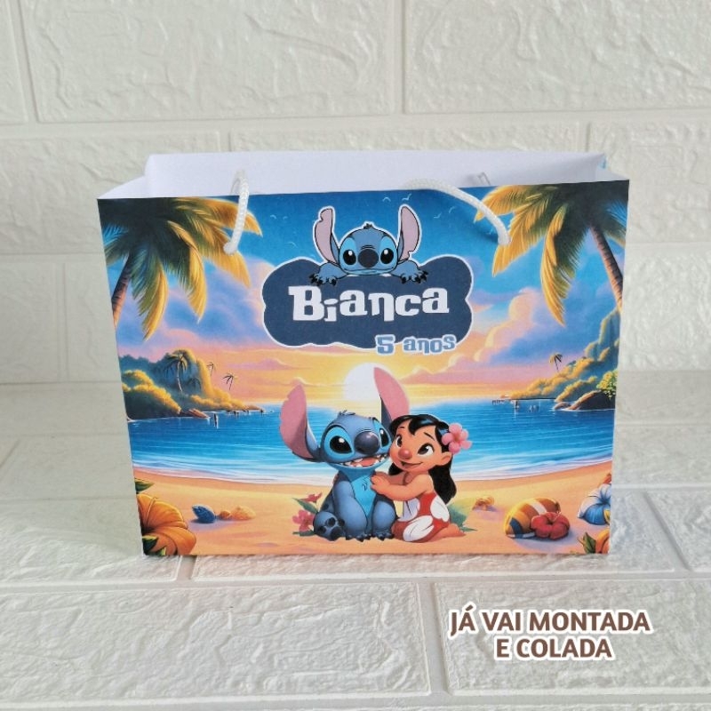 Sacolinha Personalizada Lilo Stitch lembrancinha infantil Sacola Personalizada