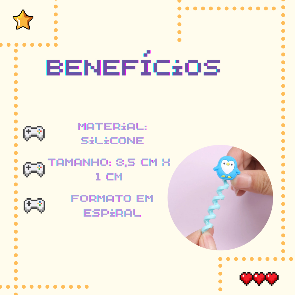 Kit 6 Protetor De Cabo Espiral Usb Bichinhos Animais Proteção Fio Celular Anti Quebra Silicone