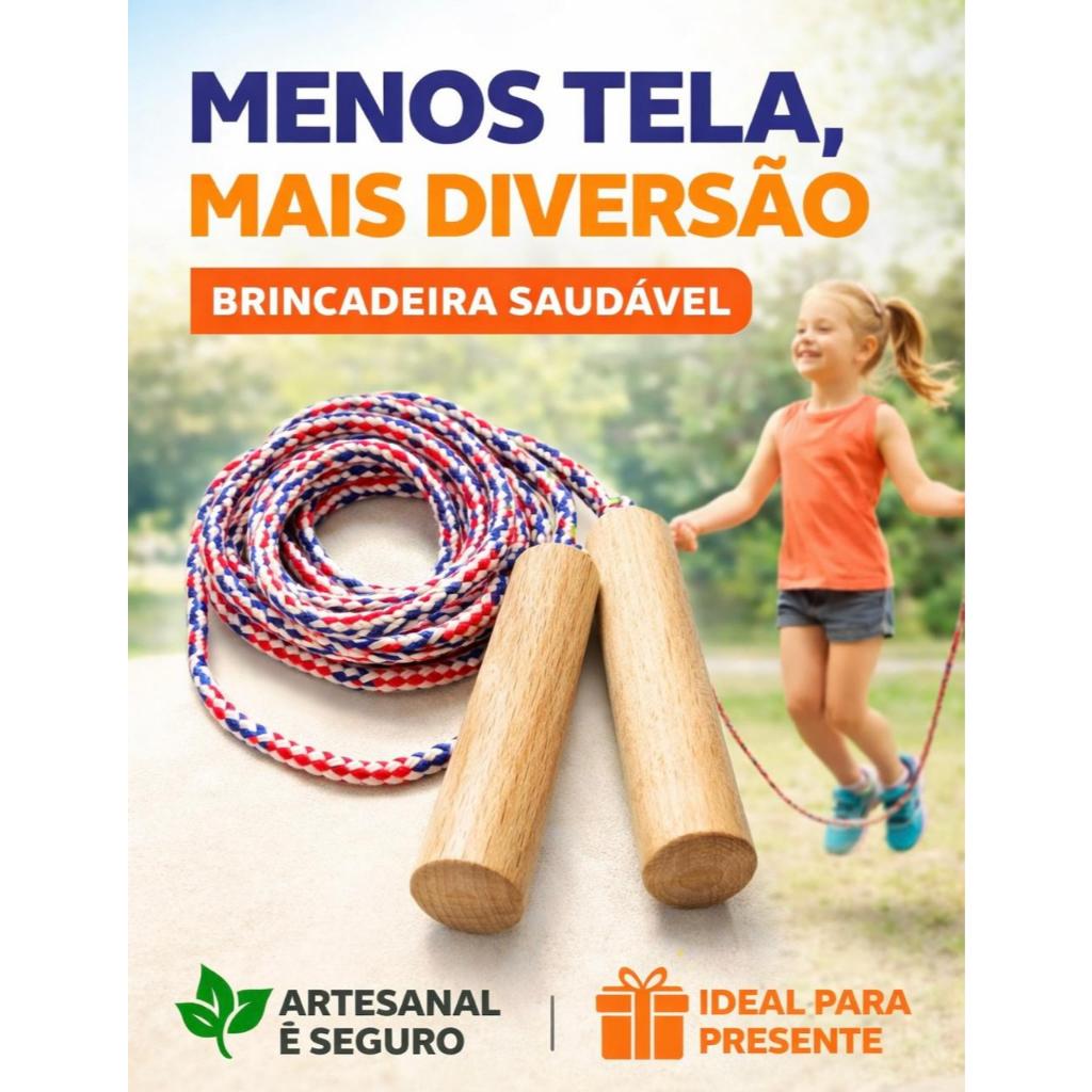 10UN Cordas de pular brinquedo infantil 1,75 metros com cabo de madeira lixada
