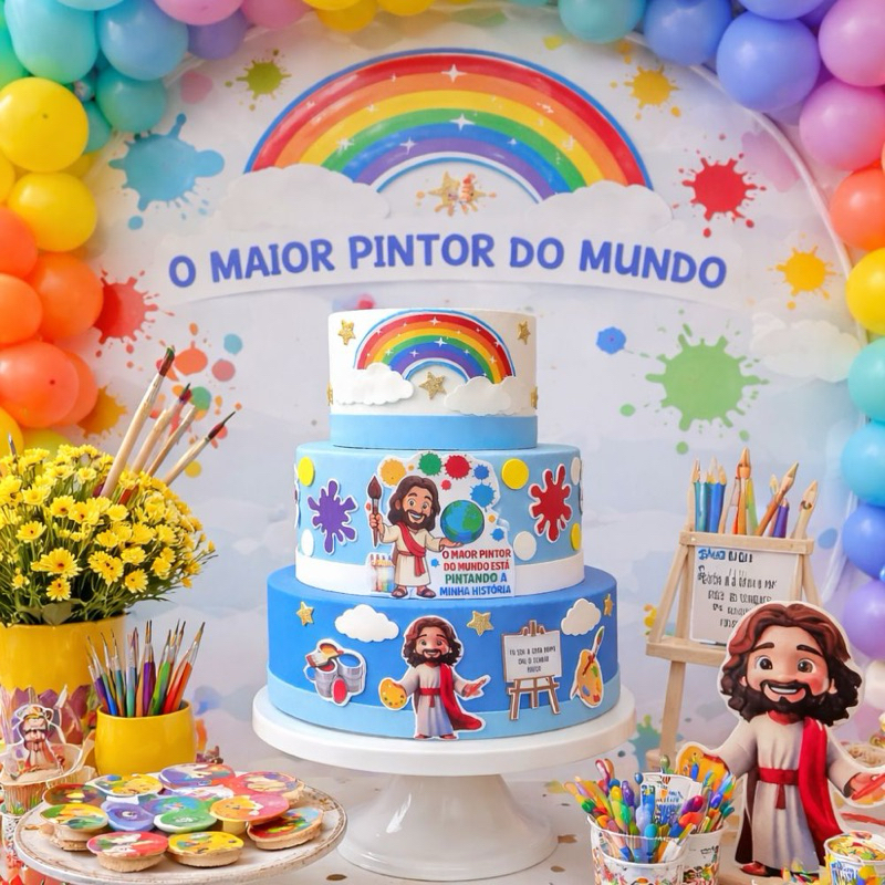 Bolo Fake O Maior Pintor do Mundo - Decoração de Festa