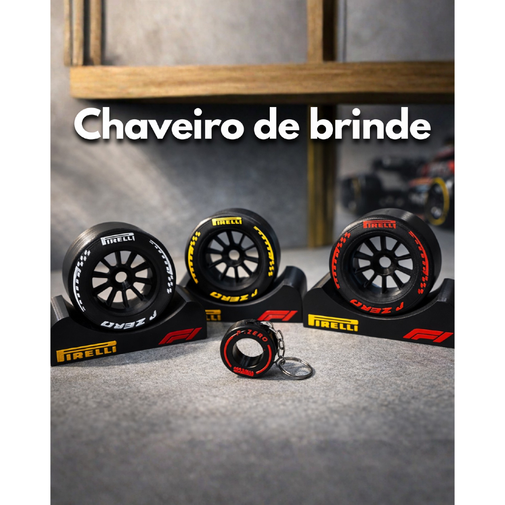 🏎️ Mini Pneu F1 Decorativo + Chaveiro Exclusivo