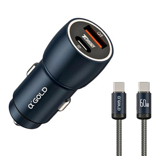 Carregador Veicular Turbo 60W Porta Dupla USB e Tipo-C Carregamento Rápido Com Cabo Light…