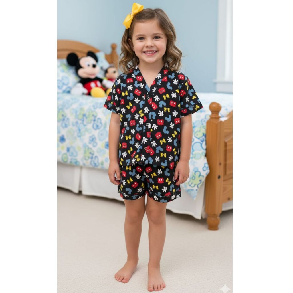 Conjunto Pijama Americano Feminino Infantil Estampado Poliéster Linha Noite Confortável