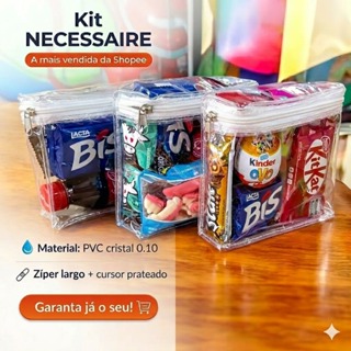 Kit c/20 ou 40-Unid- Bolsinha Necessaire Viés Transparente - Organizador Multiuso utensilios Maquiagem Frasqueira Bolsas em Oferta na Shopee