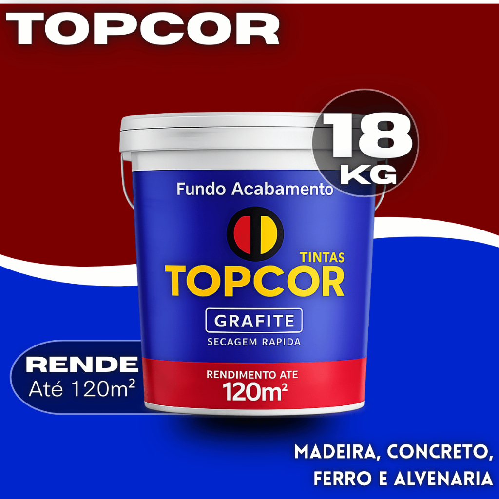 Tinta Piso TOPCOR 18L Premium Alta Resistência Antiderrapante Garagem Área Externa Interna Total