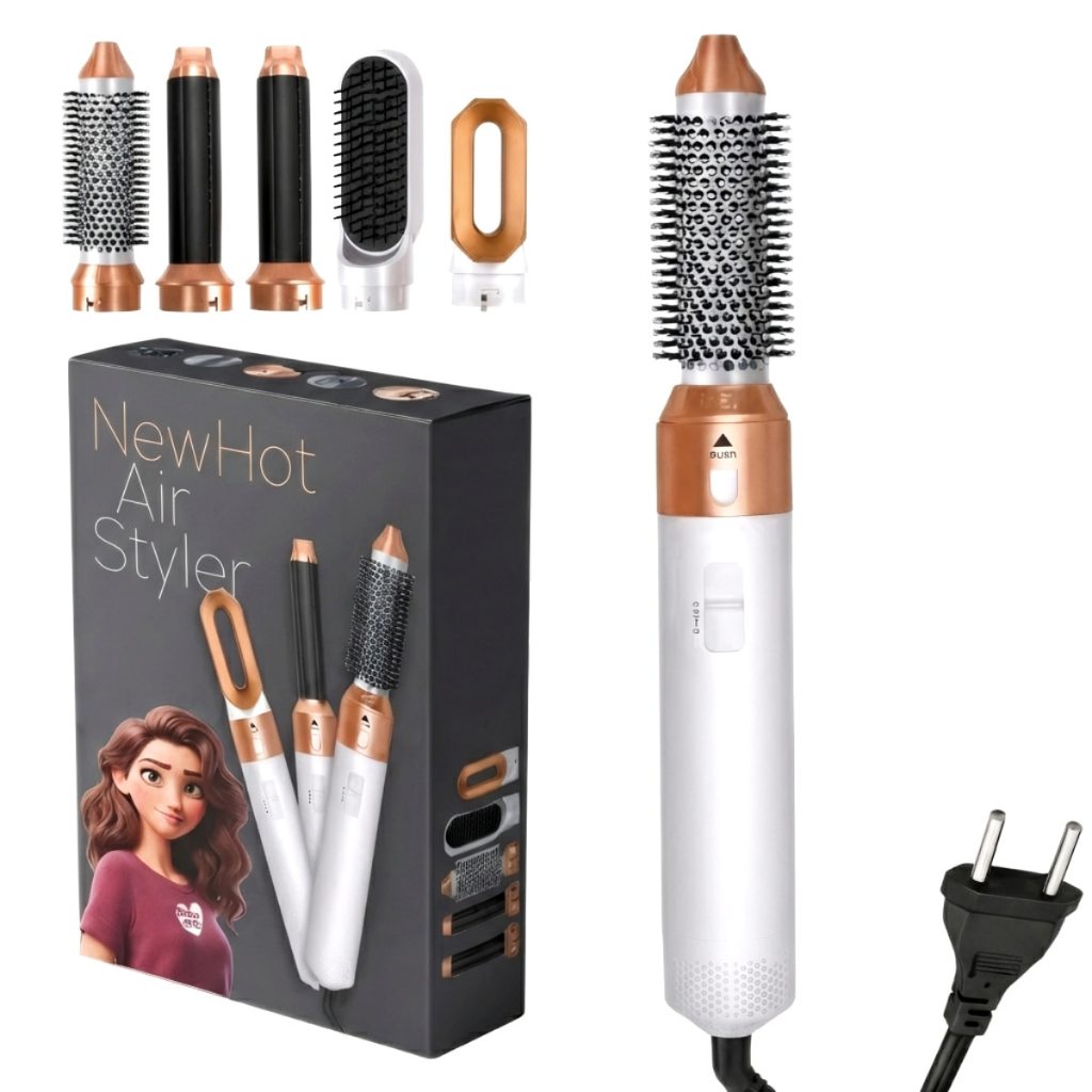 Escova Secadora 5 em 1 Profissional 220V/ 110v – Seca, Alisa, Modela e Penteia | Escova Elétrica Multiuso