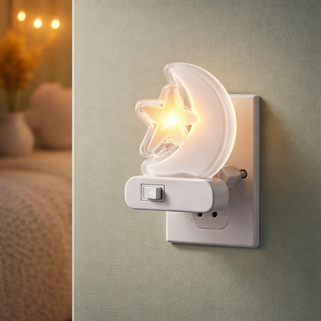 Imagem Luz Noturna Led suave  Estrela Lua Plug Tomada 1w Quarto Infantil Decoração Ambiente Relaxante Enfeite De Quarto