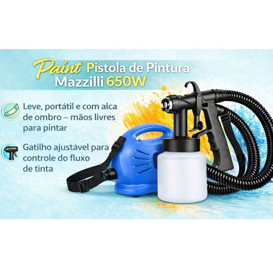 Pistola Pulverizadora de Tinta com Compressor Paint Profissional para Casa e Comércio Pintura