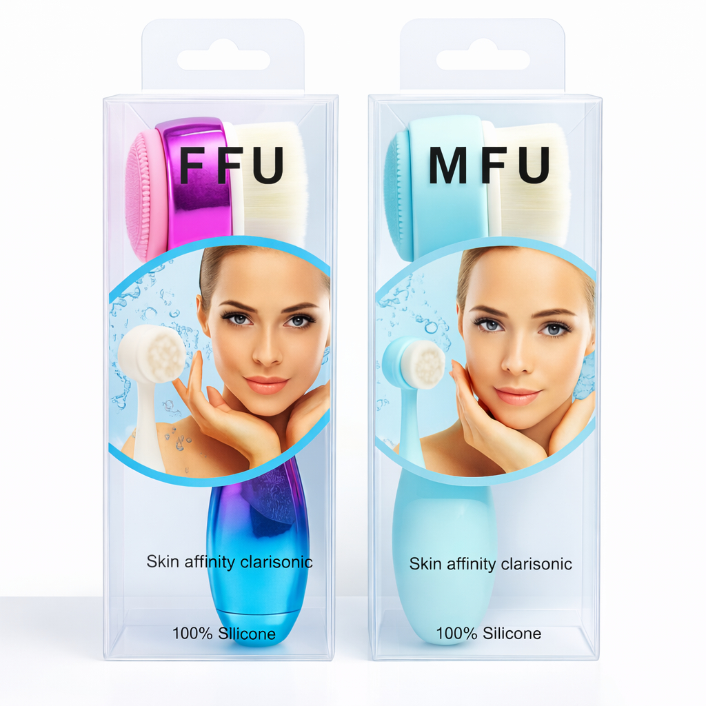 ESCOVA FACIAL DE LIMPEZA PROFUNDA 2 em 1 Silicone e Cerdas Macias CORES SORTIDAS