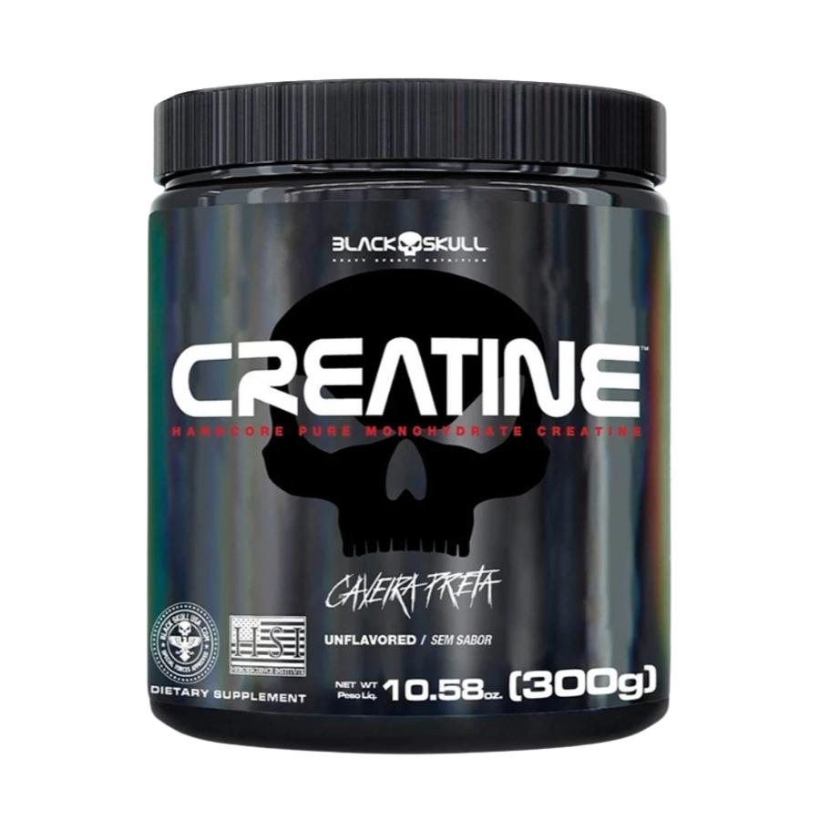 Creatina Monohidratada Black Skull 100% Pura 300g em Pó para Treino