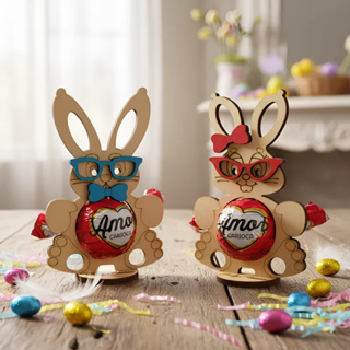 kit 22 Lembrancinha Porta Bombom Coelho da Páscoa Mdf Cru em Oferta na Shopee