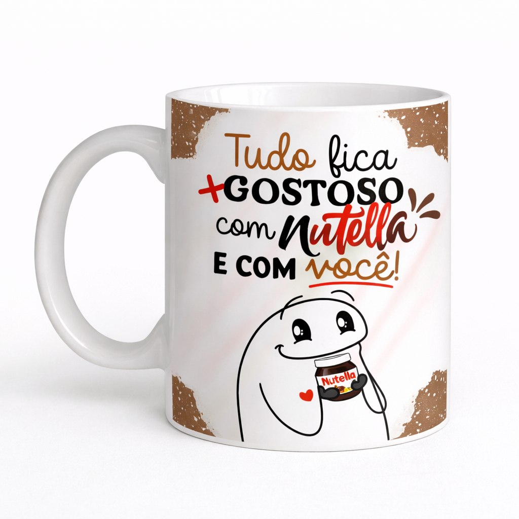 Caneca Frase Criativa Pascoa Esposa Tudo Fica Mais Gostoso Com Nutella E Com Voce