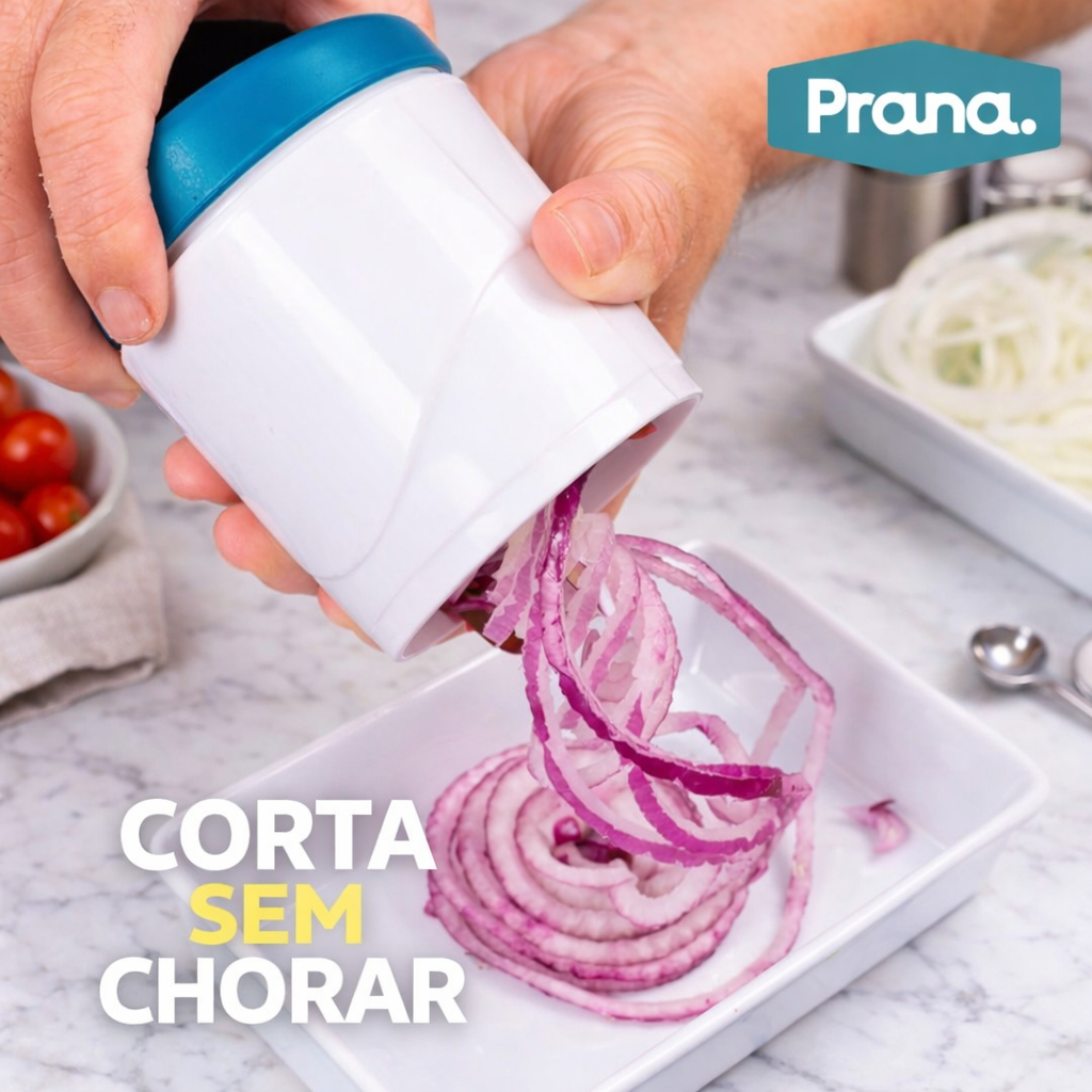Cortador de Cebola Espiral Fatiador de Legumes Manual Cozinha Rápido Sem Chorar Prana