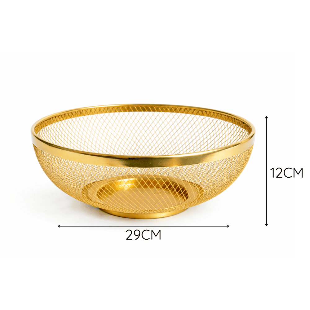 Fruteira Moderna em Metal Vazado Preto ou Dourado 29cm | Centro de Mesa Decorativo Premium — imagem 2 de 2