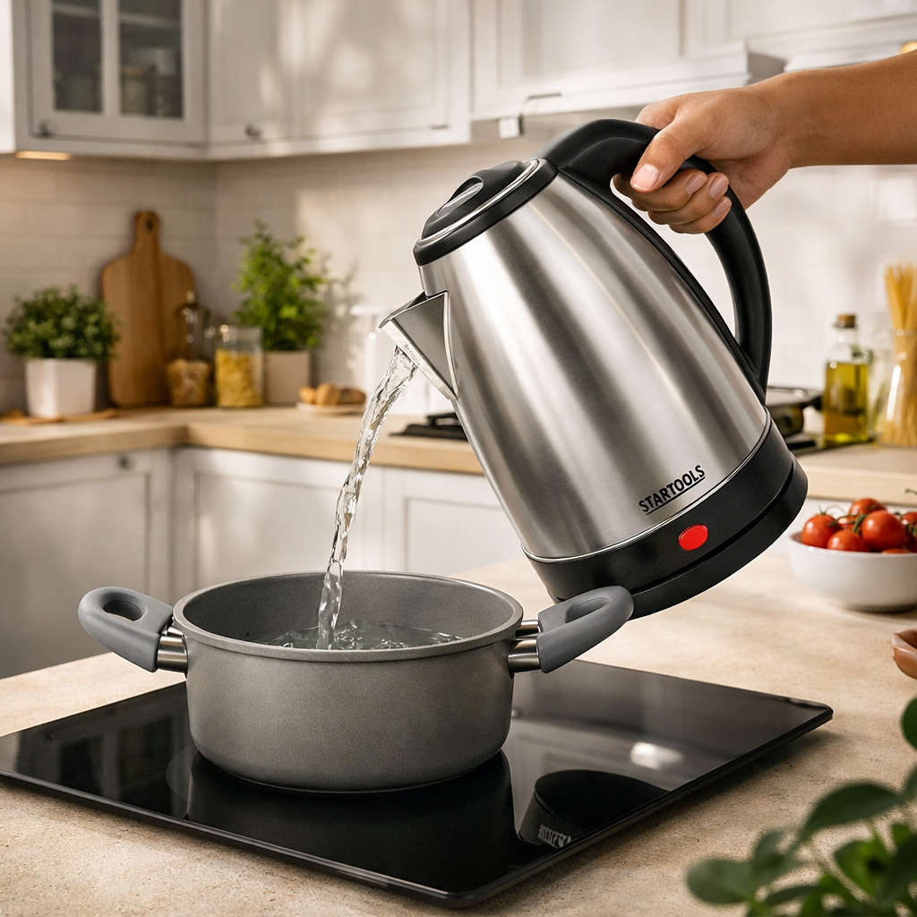Chaleira Elétrica Desligamento Automático Base 360 Inox Cozinha Bebidas Quentes Prática
