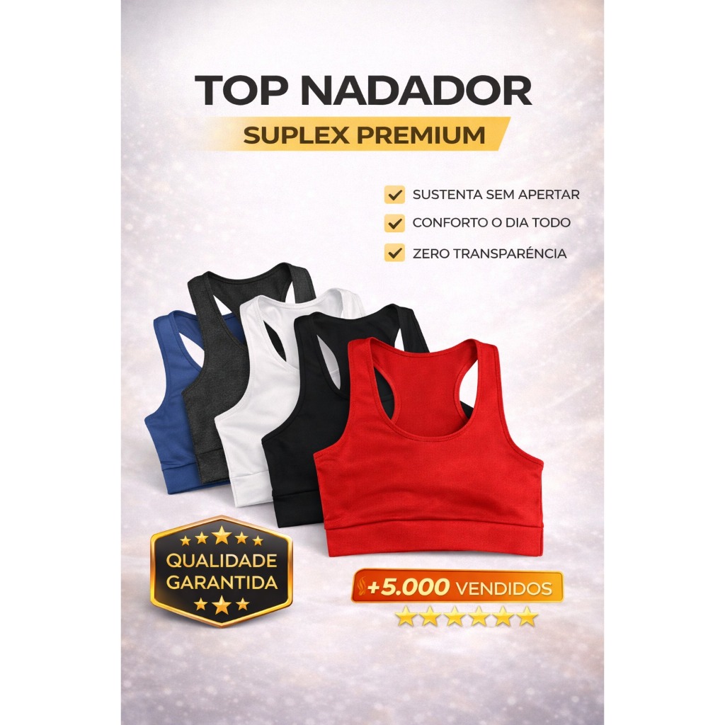 Top Nadador Academina fitness Treino Suplex Feminino com sustentação para Musculação