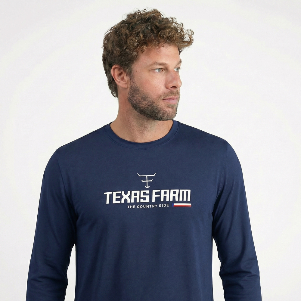 Camiseta Texas Farm Masculina Manga Longa Camisa Country Blusa Proteção Solar UV +50 T-shirt Rodeio em Oferta na Shopee