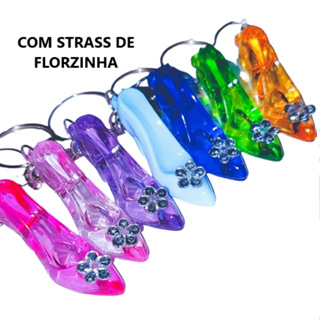 60 Sapatinhos com chaveiro, COM STRASS DE FLOR COR CRISTAL, dia da mulher, dia das mães, princesas, 15 anos, casamento em Oferta na Shopee