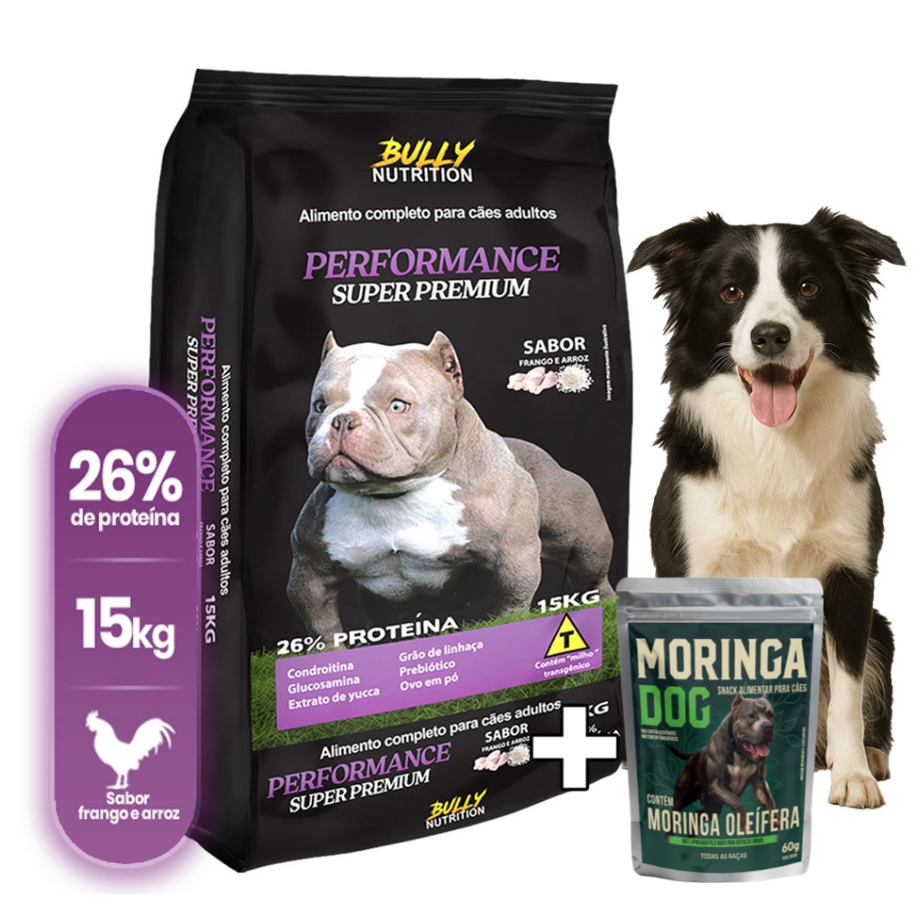 Ração Cães Border Collie Performance Super Premium 15Kg + Ganhe Moringa Dog 60g| Força e Resistencia