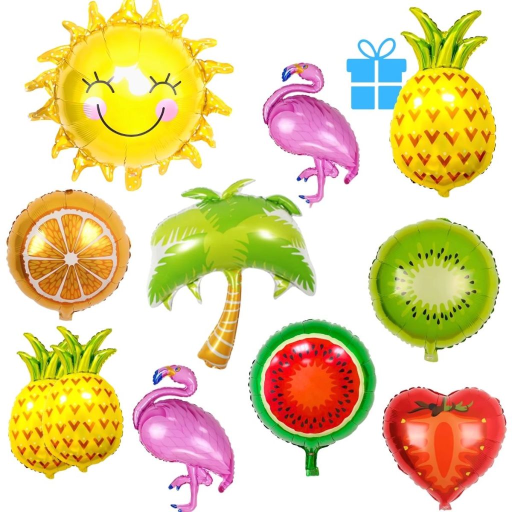 10 Balão Pool Party Tropical Metalizado Centro Mesa Aloha Luau + Balão Grande Extra em Oferta na Shopee