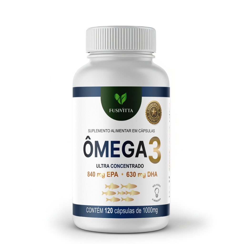 Ômega 3 Plus Ultra Concentrado 840mg Epa + 630mg Dha 120 Cápsulas 1000mg Óleo De Peixe Fusivitta
