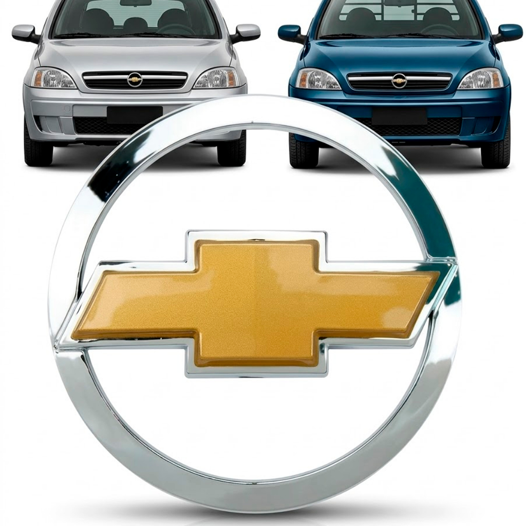 Emblema Chevrolet Corsa Montana 2002 a 2010 Gravata Dourada Arco Cromado Grade Dianteira