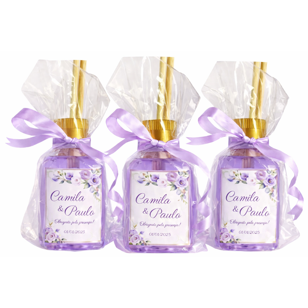 50 Lembrancinhas Casamento Personalizada Aromatizador de Ambiente Lembrancinha 42 ml.