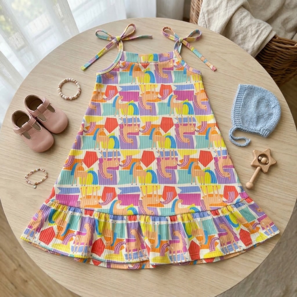 Vestidinho Menina Juvenil Alcinha Ajustável Barra Com Babadinhos Estampas Sortidas Premium