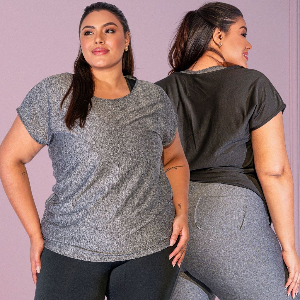 Kit 2 Blusas Camisetas Básicas Feminina Plus Size Dry Fit Secagem Rápida Academia Caminhada Promoção em Oferta na Shopee