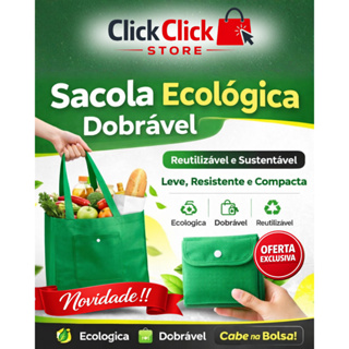 Sacola Ecológica Dobrável TNT Reutilizável Compacta Com Bolso Para Compras Viagem em Oferta na Shopee